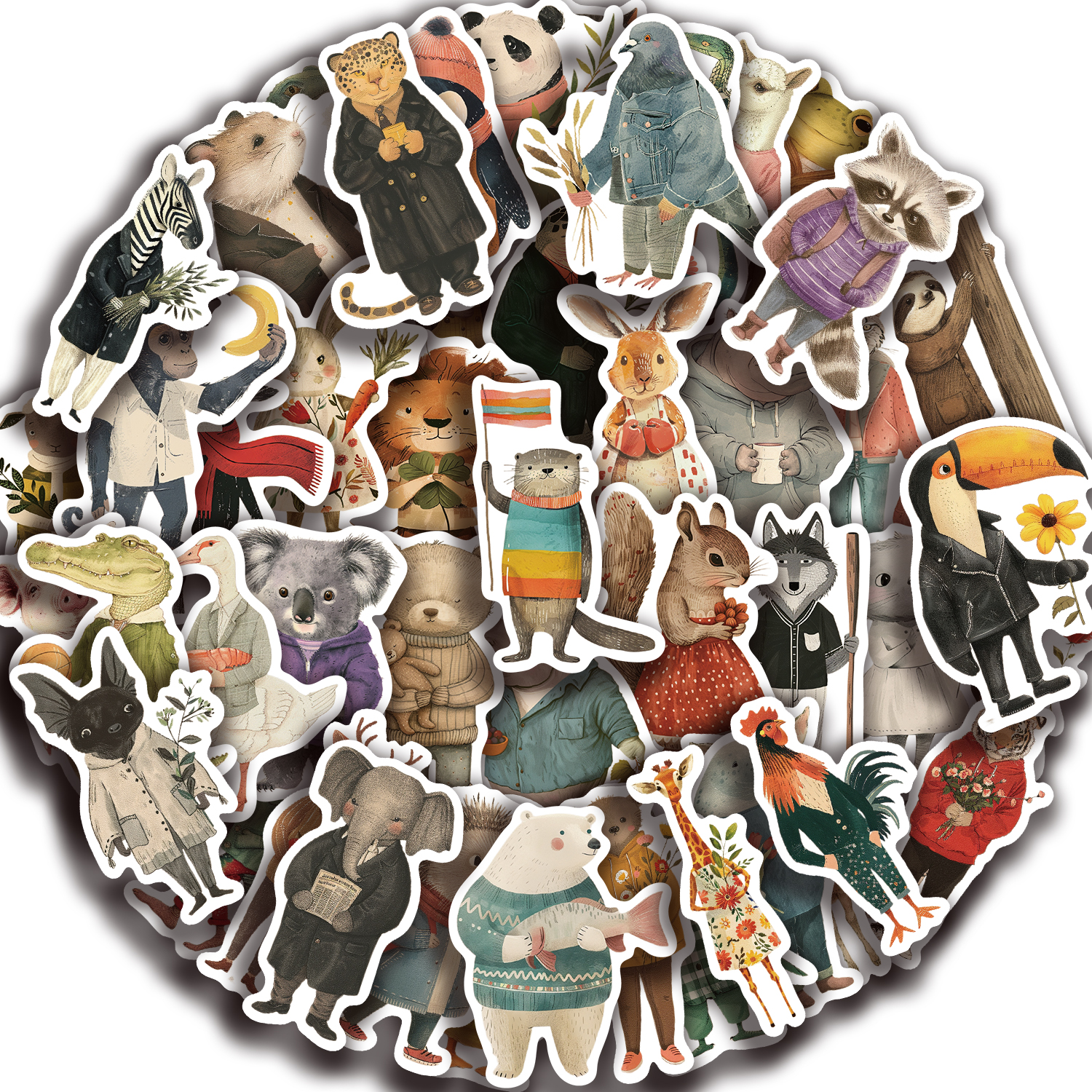 Kids Toys Clipart - 50pcs Vintage Animals Cliparts Stickers Aesthetic